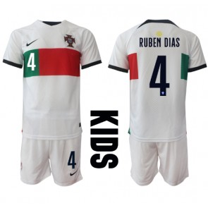 Portugal Ruben Dias #4 Bortaställ Barn VM 2022 Kortärmad (+ Korta byxor)